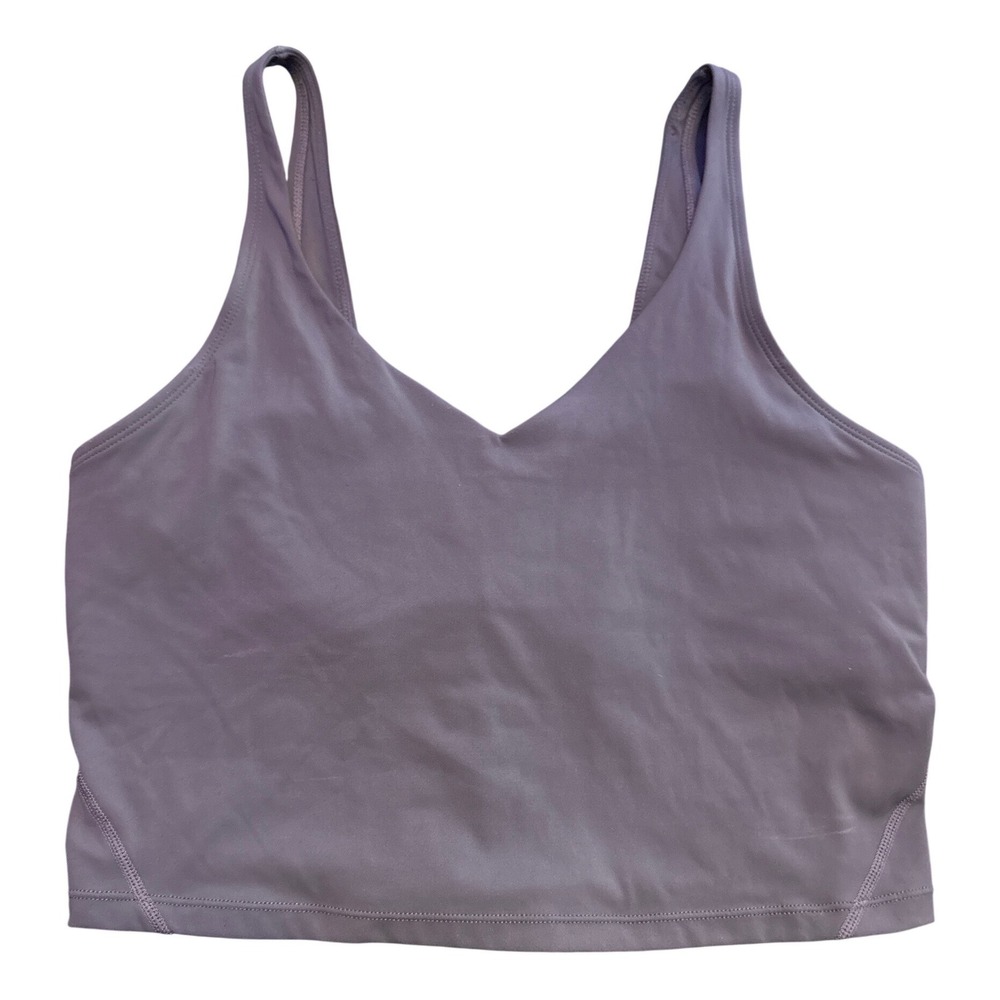 Dark Gray V Neck Built In Bra Cropped Athletic Tank Top Women's XL